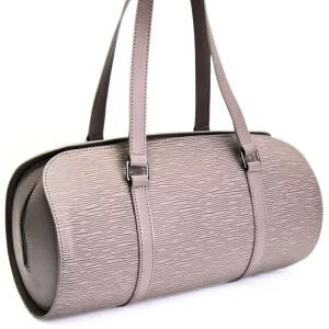 Louis Vuitton Leather Handbag Lilac Soufflot Epi Black